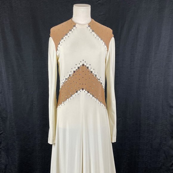 🚨Vintage🚨 AMAZING Custom 70's Jeweled Body Con Dress with Drop Sleeves Sexy! - Picture 1 of 4